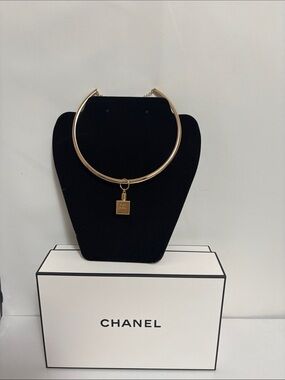 Blue De Chanel Perfume Bottle Charm on Gold Choker Necklace ⭐️✨